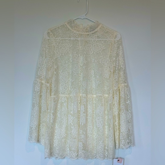 Ophelia Roe Ivory/ Lace/ Mock Neck Top - Small - Picture 2 of 9